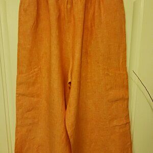 Bryn Walker 100% Linen Wide Leg Cropped Pants Sz M.